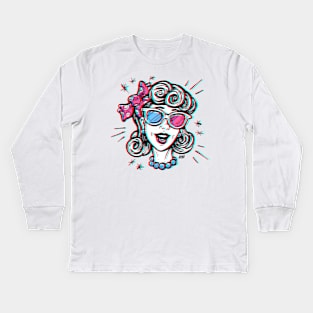 2D Trudy in the Third Dimension Kids Long Sleeve T-Shirt